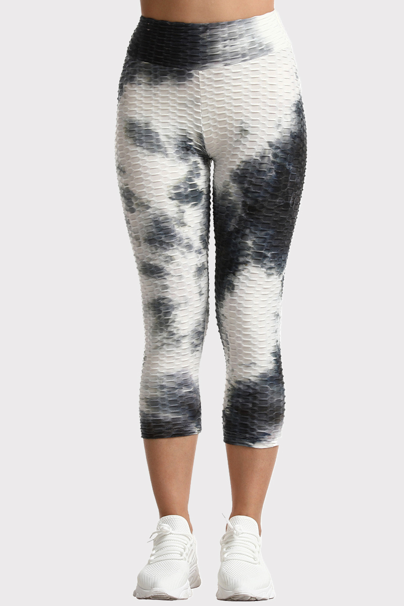 

Black White Casual Sportswear Tie Dye Printing High Waist Skinny Trousers