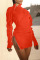 Tangerine Sexy Solid Patchwork Zipper Zipper Collar One Step Skirt Dresses