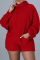 Red Sexy Solid Patchwork Hooded Collar Jumpsuits