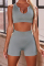 Gray Blue Casual Sportswear Solid Vest Top Shorts Skinny Two-piece Set