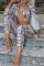 Khaki Fashion Casual Plaid Print Cardigan Vests Pants Turndown Collar Long Sleeve Three-piece Set