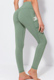 Gray Green Casual Sportswear Solid Patchwork Skinny High Waist Pencil Solid Color Bottoms