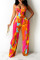 Colour Fashion Casual Print Split Joint Spaghetti Strap Sleeveless Two Pieces