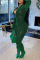 Green Sexy Solid Patchwork Zipper Collar Skinny Jumpsuits