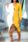 Yellow Fashion Casual Patchwork Bandage V Neck Long Sleeve Dresses