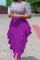 Purple Casual Solid Flounce Dresses