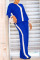 Royal Blue Fashion Casual Solid Split Joint O Neck Long Sleeve Two Pieces