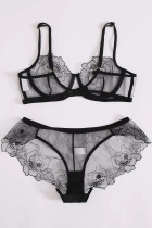 Black Fashion Sexy Embroidery See-through Lingerie