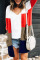 Multicolor Fashion Striped Cardigan Colorblock Coat