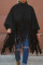 Burgundy Fashion Vintage Solid Tassel Turtleneck Plus Size Overcoat