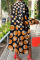 Brown Fashion Print Polka Dot Split Joint Asymmetrical Off the Shoulder Straight Dresses