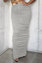 Grey Sexy Fashion Tight Pleated Skirt