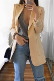 Baby Blue Casual Long Sleeves Suit Jacket