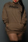 Brown Fashion Casual Letter Print Basic Hooded Collar Long Sleeve Plus Size Dresses