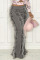 Grey Fashion Solid Patchwork Feathers Boot Cut High Waist Speaker Solid Color Bottoms