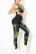 Fluorescent Yellow Casual Sportswear Striped Vests Pants Skinny Two-piece Set