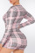 Pink Fashion Casual Plaid Patchwork V Neck Jumpsuits