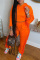 Orange Fashion Casual Solid Tassel Hooded Collar Long Sleeve Two Pieces