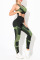 Fluorescent Yellow Casual Sportswear Striped Vests Pants Skinny Two-piece Set