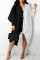 Grey Fashion Casual Patchwork Basic Turndown Collar Long Sleeve Dresses