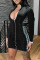 Black Fashion Casual Print Patchwork Zipper Collar Long Sleeve Dresses