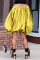Yellow Casual Print Split Joint Off the Shoulder Lantern Dress Dresses
