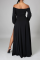 Black Sexy Solid Hollowed Out Off the Shoulder Irregular Dress Dresses