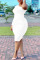 White Fashion Sexy Solid Patchwork One Shoulder One Step Skirt Dresses