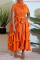 Orange Fashion Casual Solid Split Joint Off the Shoulder Short Sleeve Dress