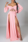 Pink Sexy Solid Hollowed Out Off the Shoulder Irregular Dress Dresses