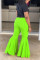 Green Casual Fashion Slim Lotus Leaf Pants
