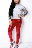 Apricot Nightclub Fashion Slim Sequins With Lining Trousers