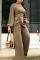 Army Green Fashion Casual Solid Split Joint O Neck Jumpsuits
