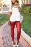 Red Nightclub Fashion Slim Sequins With Lining Trousers