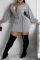 Grey Fashion Casual Solid Bandage Hooded Collar Long Sleeve Plus Size Dresses