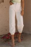 White Fashion Casual Solid Basic High Waist Regular Denim Jeans