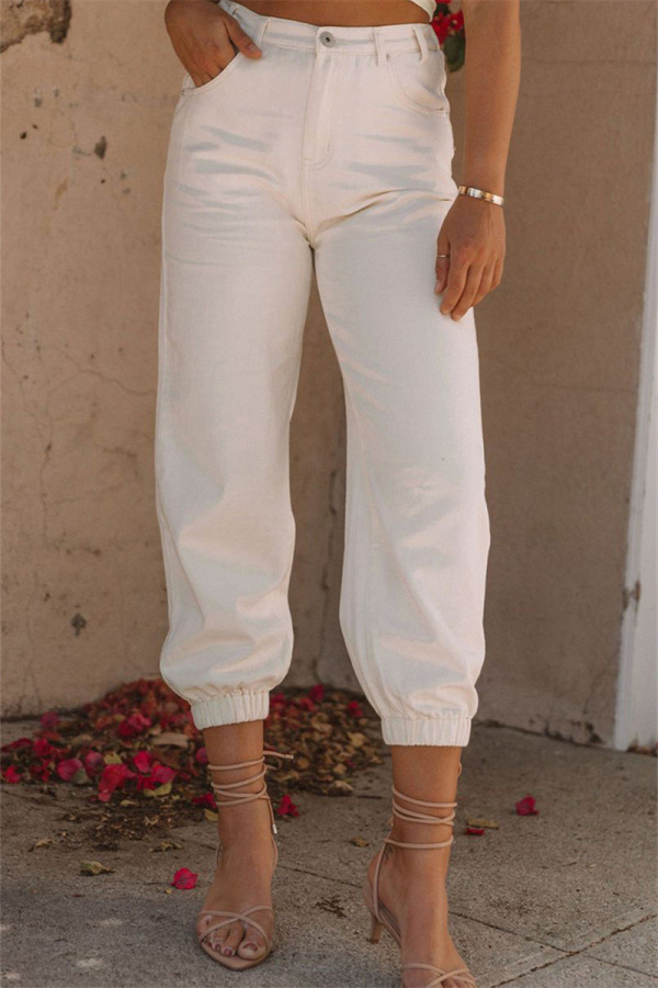 Apricot Fashion Casual Solid Basic High Waist Regular Denim Jeans