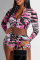 Pink Fashion Casual Print Basic Zipper Collar Long Sleeve Two Pieces