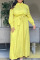 Yellow Casual Solid Patchwork Slit Turtleneck Straight Plus Size Dresses