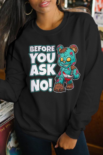 Black Party Cute Character Patchwork O Neck Tops