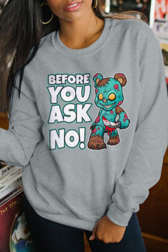 Grey Party Cute Character Patchwork O Neck Tops