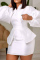 White Fashion Casual Solid Asymmetrical V Neck Long Sleeve Two Pieces