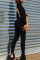 Black Sexy Casual Solid Backless Slit U Neck Skinny Jumpsuits