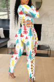 Black Sexy Print Hollowed Out Patchwork Frenulum O Neck Regular Jumpsuits