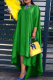 Green Fashion Casual Solid Asymmetrical O Neck Long Sleeve Plus Size Dresses