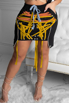 Yellow Fashion Sexy Patchwork Strap Design Skirt