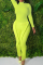 Fluorescent Green Fashion Casual Solid Patchwork Turtleneck Plus Size Two Pieces