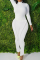 White Fashion Casual Solid Patchwork Turtleneck Plus Size Two Pieces