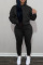 Black Fashion Casual Solid Basic Hooded Collar Long Sleeve Two Pieces