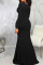 Black Elegant Solid Split Joint High Opening V Neck Evening Dress Dresses